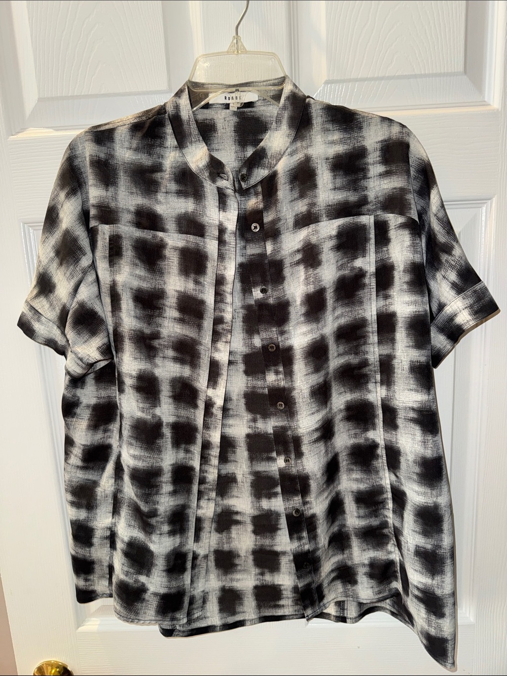 Ro&de Black & White Plaid Short-Sleeve Shirt oversized fit boxy